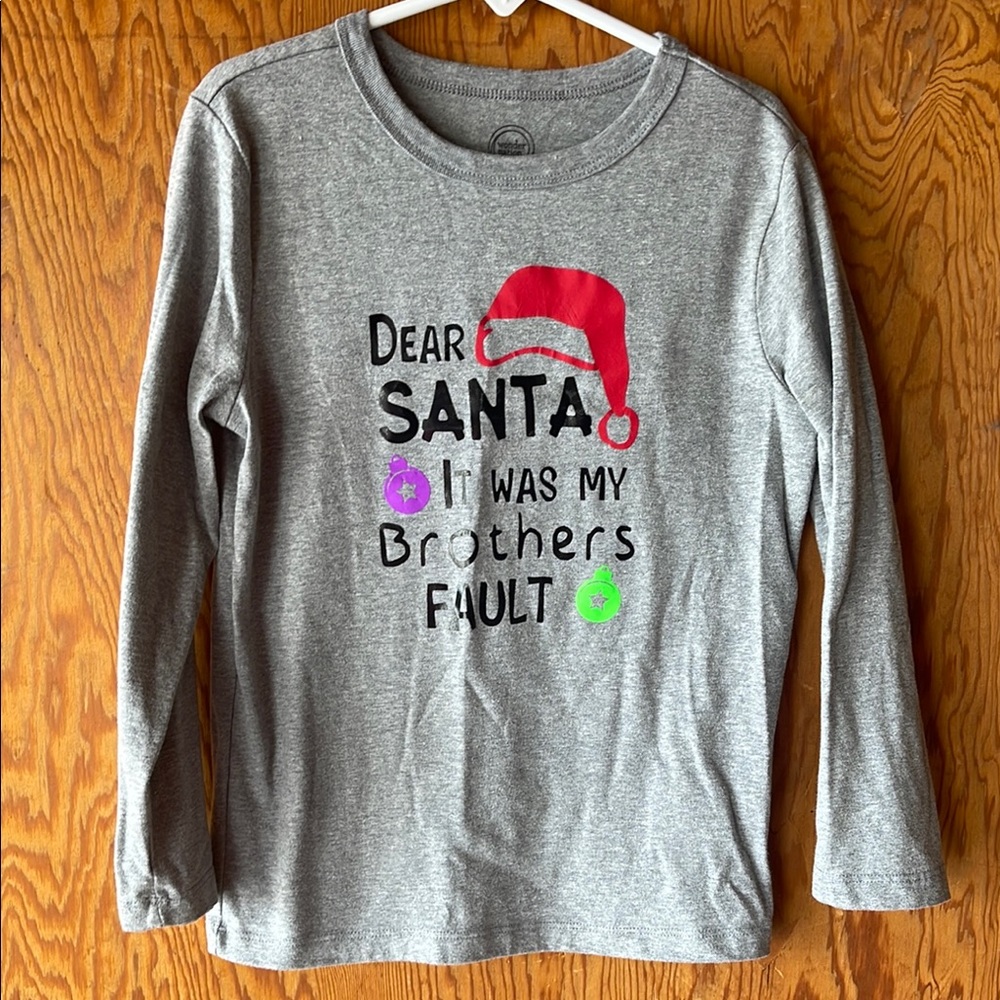Wonder Nation Long Sleeve Gray Tee with Festive Design